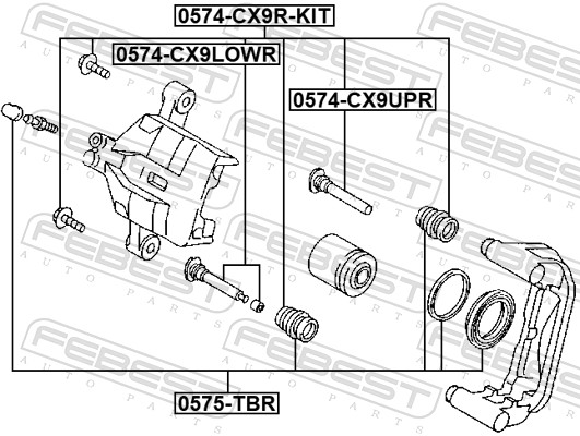 Направляющий болт корпус скобы тормоза FEBEST 0574-CX9LOWR