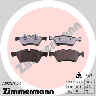 Комплект тормозных колодок дисковый тормоз rdz ZIMMERMANN 23925.910.1