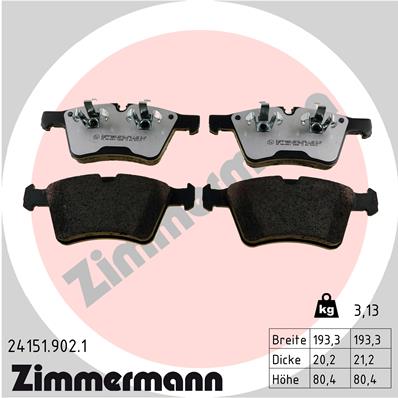 Комплект тормозных колодок дисковый тормоз rdz ZIMMERMANN 24151.902.1