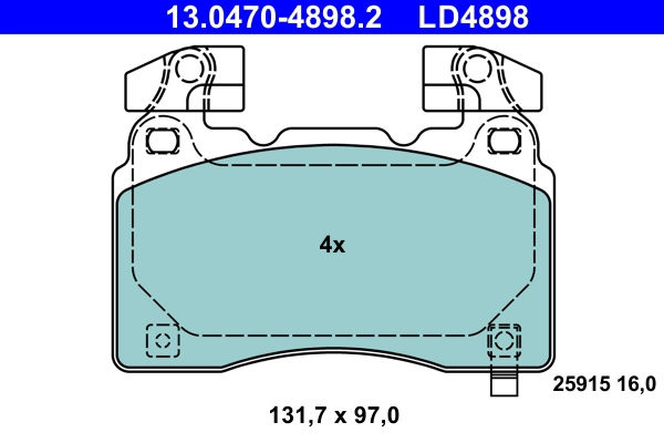 Комплект тормозных колодок дисковый тормоз ate ceramic ATE 13.0470-4898.2