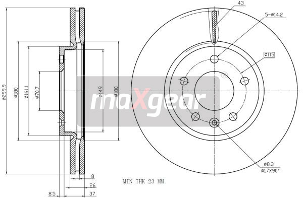 Тормозной диск MAXGEAR 19-2332