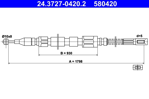 Тросик cтояночный тормоз ATE 24.3727-0420.2