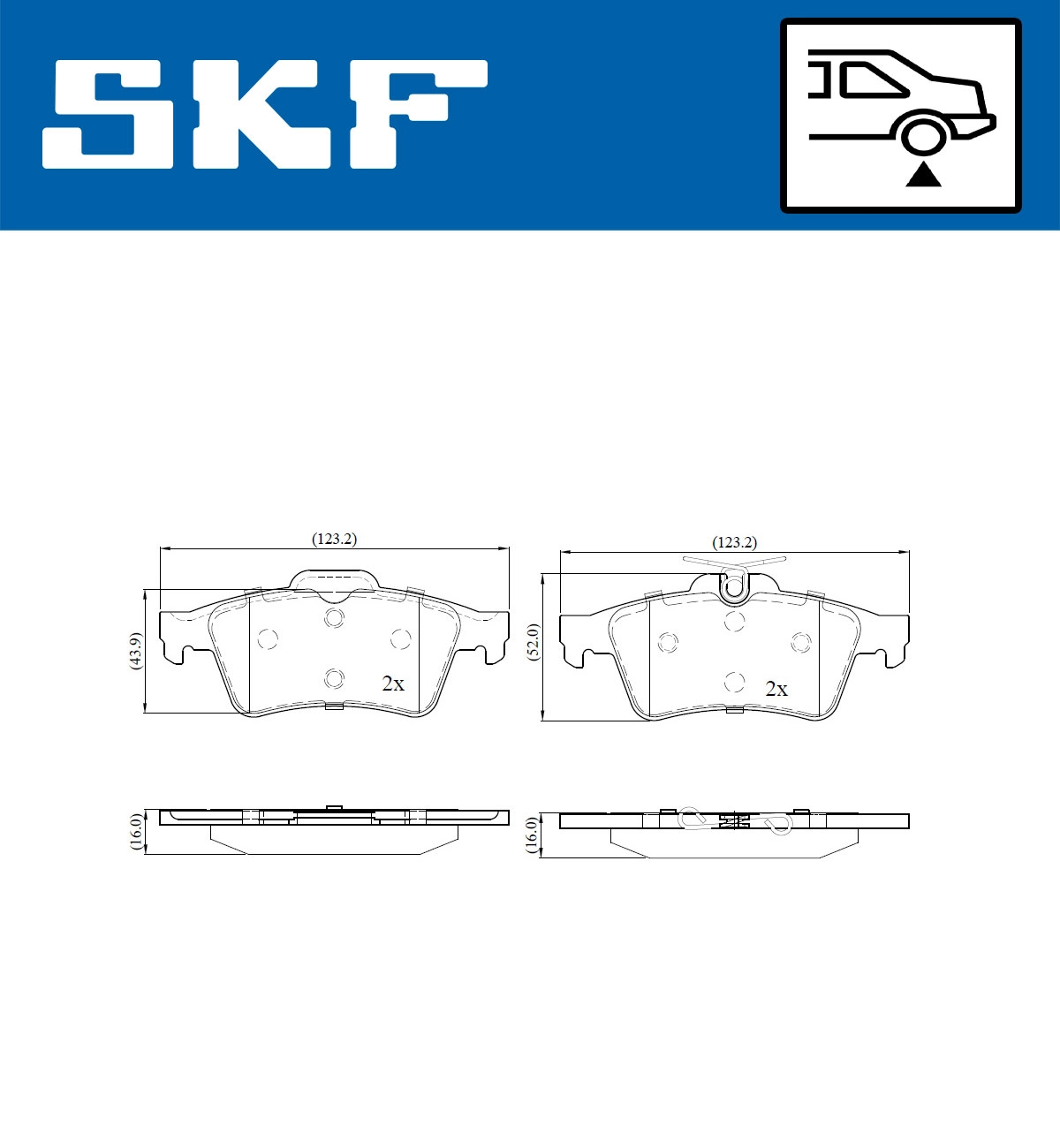 Комплект тормозных колодок дисковый тормоз SKF VKBP 90025
