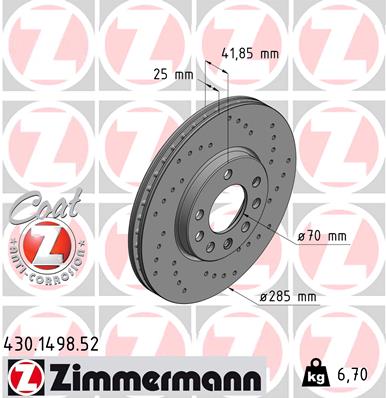 Тормозной диск sport brake disc z ZIMMERMANN 430.1498.52