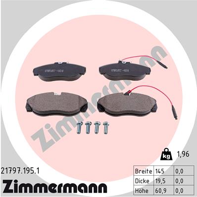Комплект тормозных колодок дисковый тормоз ZIMMERMANN 21797.195.1