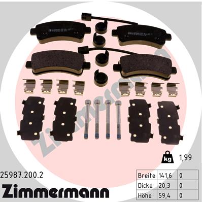 Комплект тормозных колодок дисковый тормоз ZIMMERMANN 25987.200.2