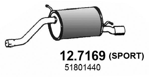 Глушитель выхлопных газов конечный ASSO 12.7169
