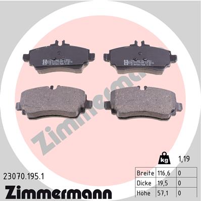 Комплект тормозных колодок дисковый тормоз ZIMMERMANN 23070.195.1