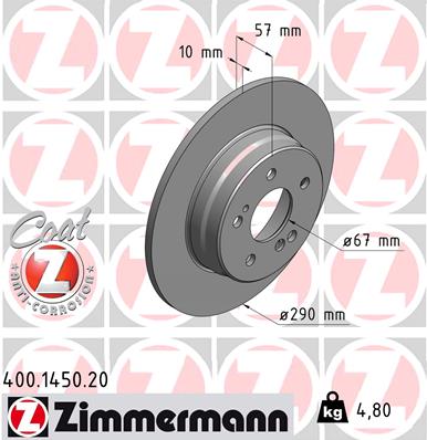 Тормозной диск coat z ZIMMERMANN 400.1450.20