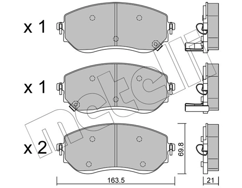 Комплект тормозных колодок дисковый тормоз METELLI 22-1191-0