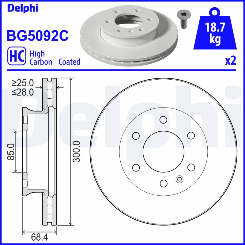 Тормозной диск DELPHI BG5092C