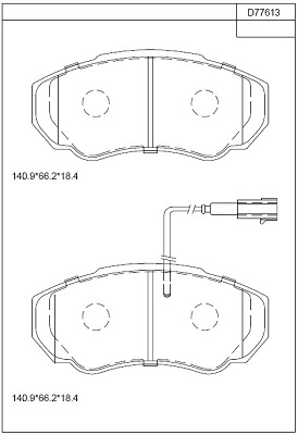 Комплект тормозных колодок дисковый тормоз ASIMCO KD77613