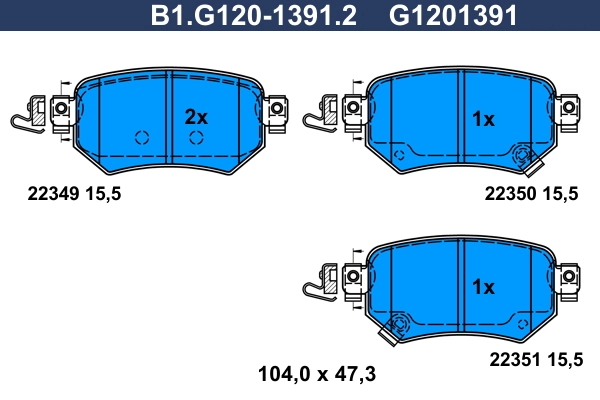 Комплект тормозных колодок дисковый тормоз GALFER B1.G120-1391.2