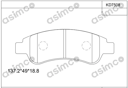 Комплект тормозных колодок дисковый тормоз ASIMCO KD7508