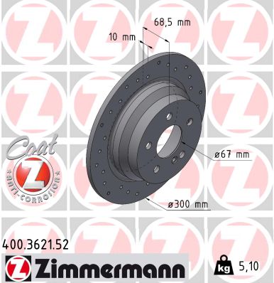 Тормозной диск sport brake disc z ZIMMERMANN 400.3621.52