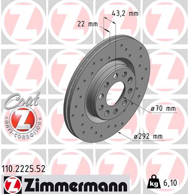 Тормозной диск sport brake disc z ZIMMERMANN 110.2225.52