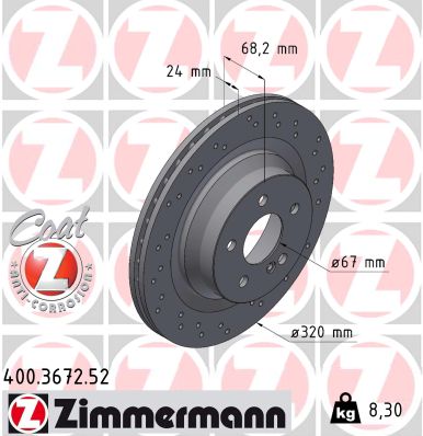 Тормозной диск sport brake disc z ZIMMERMANN 400.3672.52