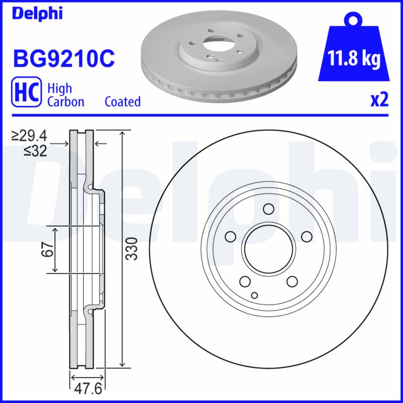 Тормозной диск DELPHI BG9210C