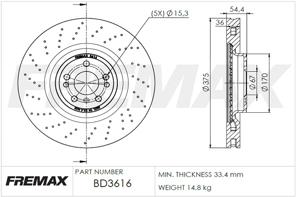 Тормозной диск FREMAX BD-3616