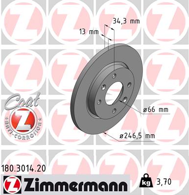 Тормозной диск coat z ZIMMERMANN 180.3014.20