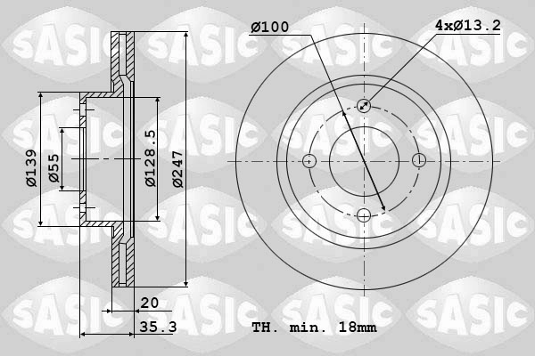 Тормозной диск SASIC 6100003