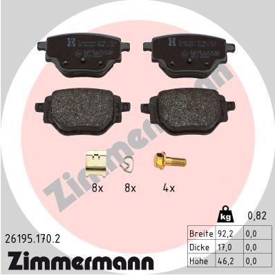 Комплект тормозных колодок дисковый тормоз ZIMMERMANN 26195.170.2