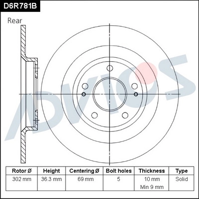 Тормозной диск ADVICS D6R781B