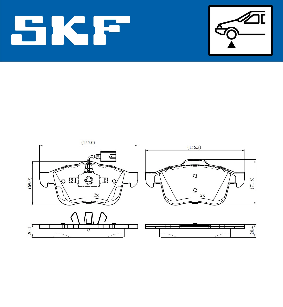 Комплект тормозных колодок дисковый тормоз SKF VKBP 80476 E