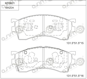 Комплект тормозных колодок дисковый тормоз ASIMCO KD3601