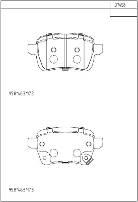 Комплект тормозных колодок дисковый тормоз ASIMCO KD7458