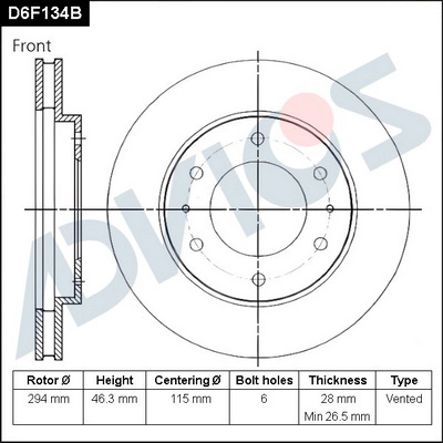 Тормозной диск ADVICS D6F134B