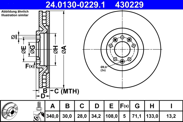 Тормозной диск ATE 24.0130-0229.1