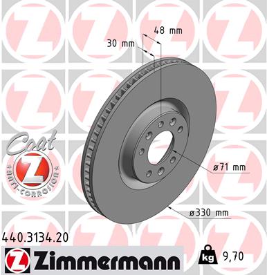 Тормозной диск coat z ZIMMERMANN 440.3134.20
