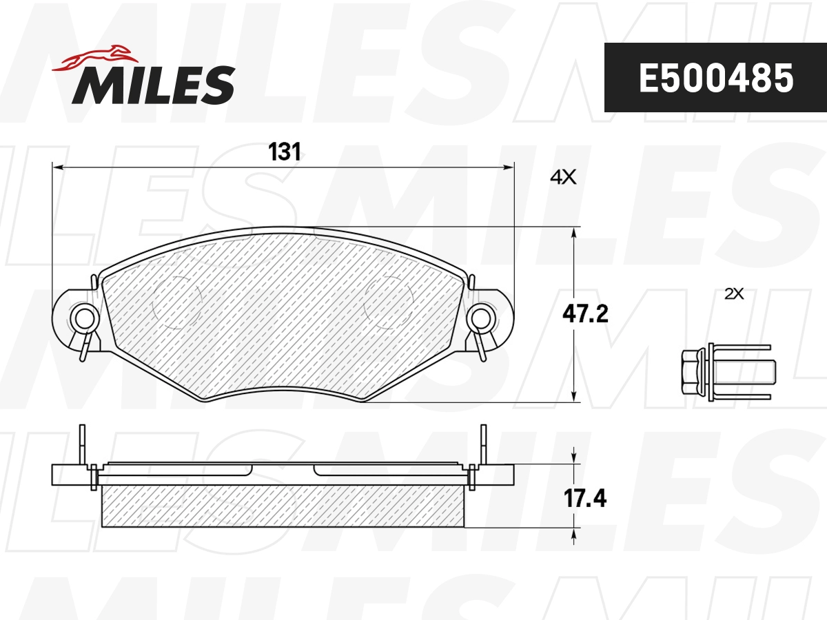 Комплект тормозных колодок дисковый тормоз MILES E500485