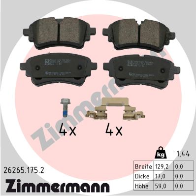Комплект тормозных колодок дисковый тормоз ZIMMERMANN 26265.175.2