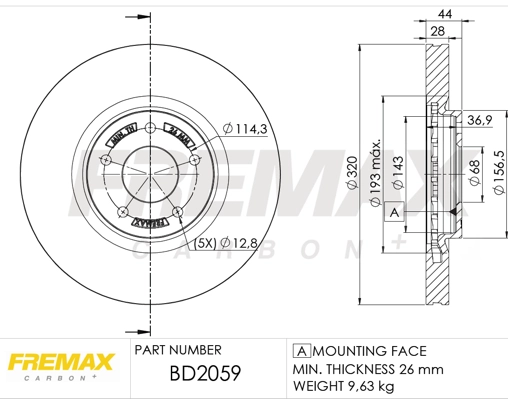 Тормозной диск FREMAX BD2059