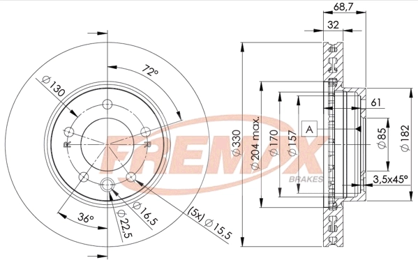 Тормозной диск FREMAX BD-3327