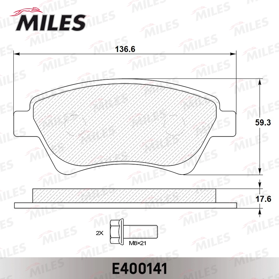 Комплект тормозных колодок дисковый тормоз MILES E400141