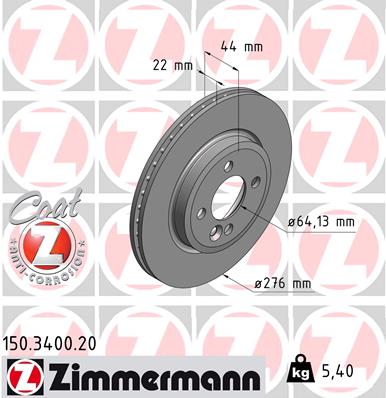 Тормозной диск ZIMMERMANN 150.3400.20