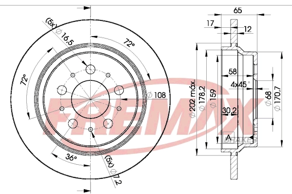 Тормозной диск FREMAX BD1674