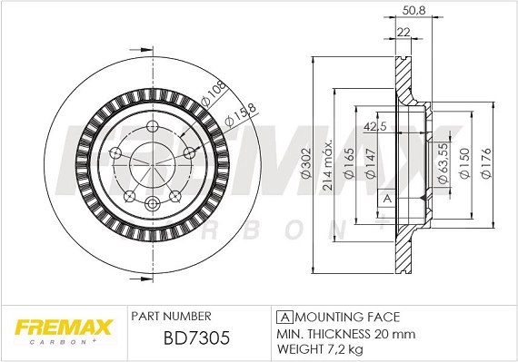 Тормозной диск FREMAX BD7305