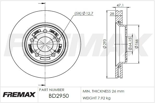 Тормозной диск FREMAX BD2950