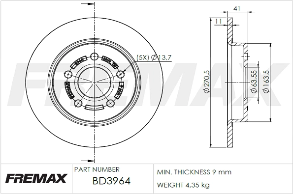 Тормозной диск FREMAX BD3964