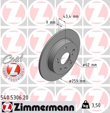 Тормозной диск ZIMMERMANN 540.5306.20