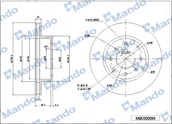 Тормозной диск MANDO MBC030094