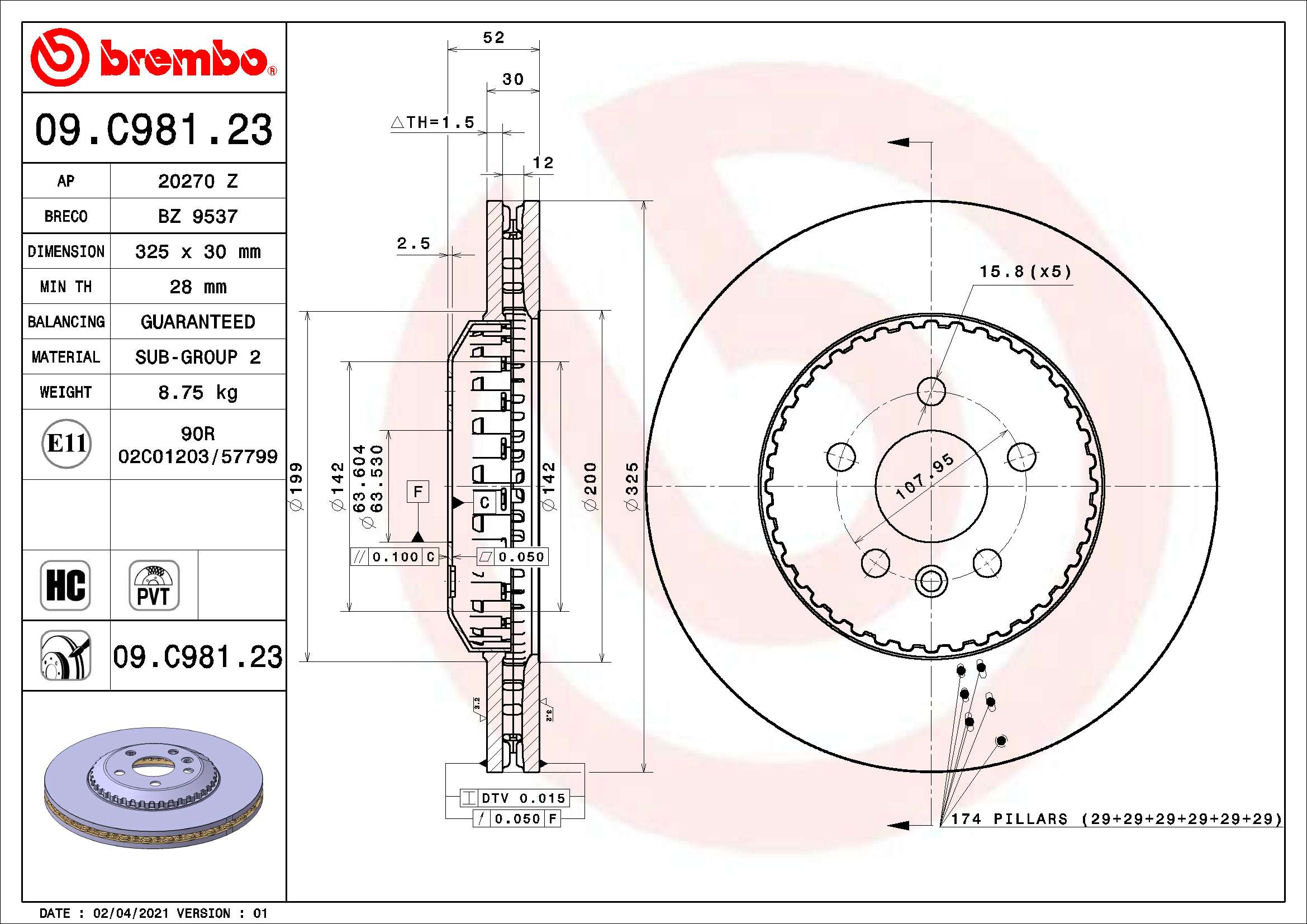 Тормозной диск BREMBO 09.C981.23