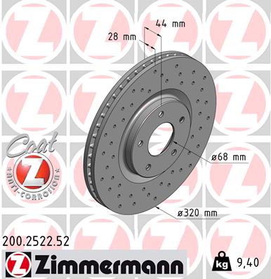 Тормозной диск ZIMMERMANN 200.2522.52