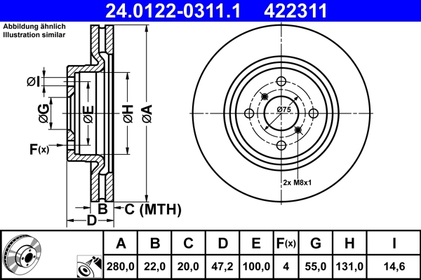 Тормозной диск ATE 24.0122-0311.1