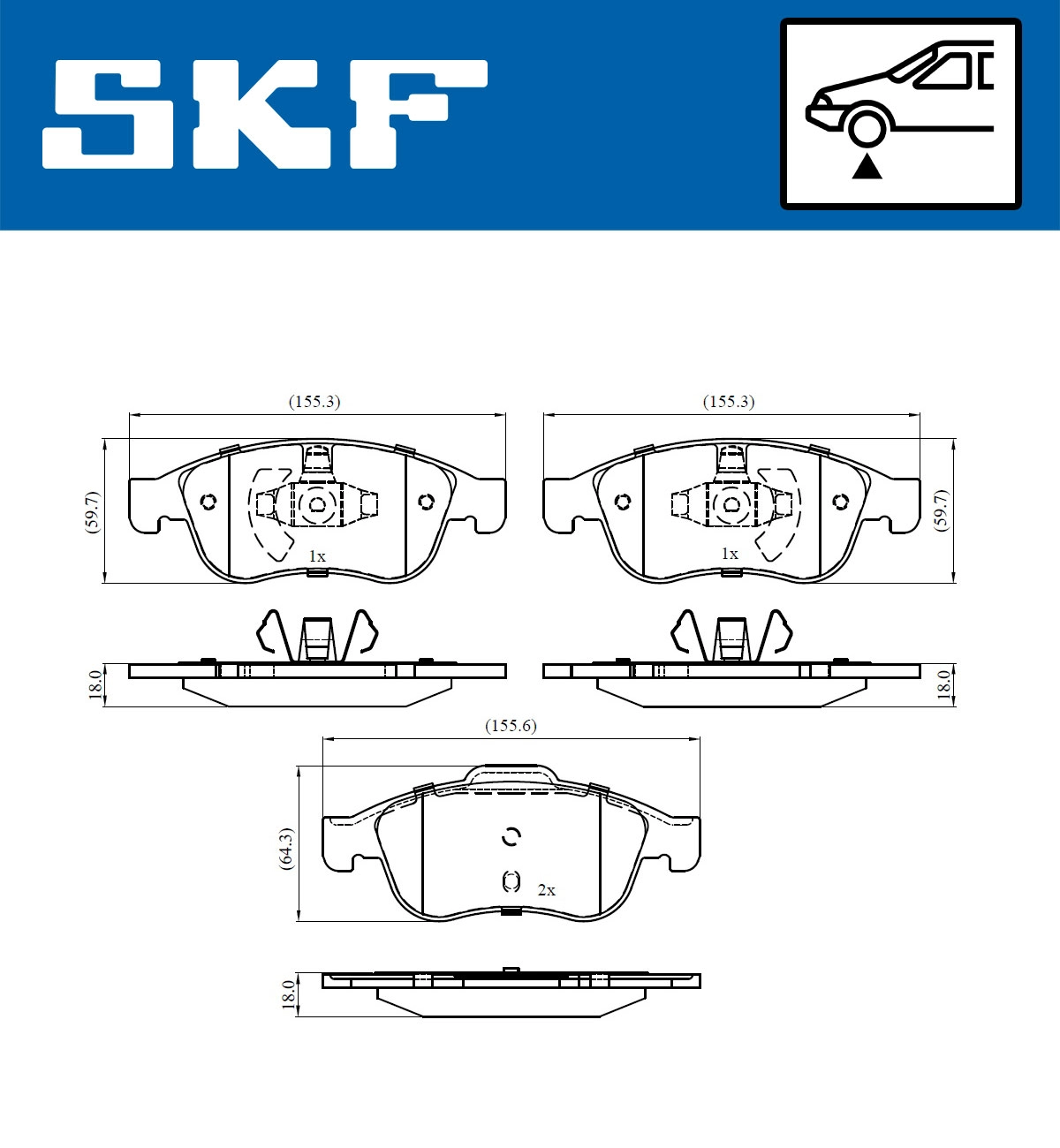 Комплект тормозных колодок дисковый тормоз SKF VKBP 80015
