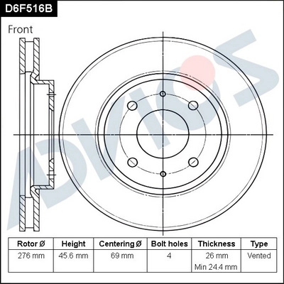 Тормозной диск ADVICS D6F516B